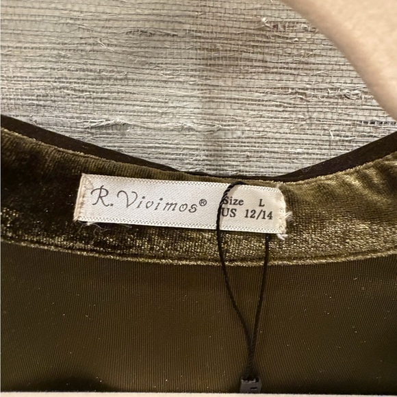 Large r. Vivimos Womens Velvet Long Sleeve Pocket Casual Mini Shirt Dress green - Picture 6 of 14